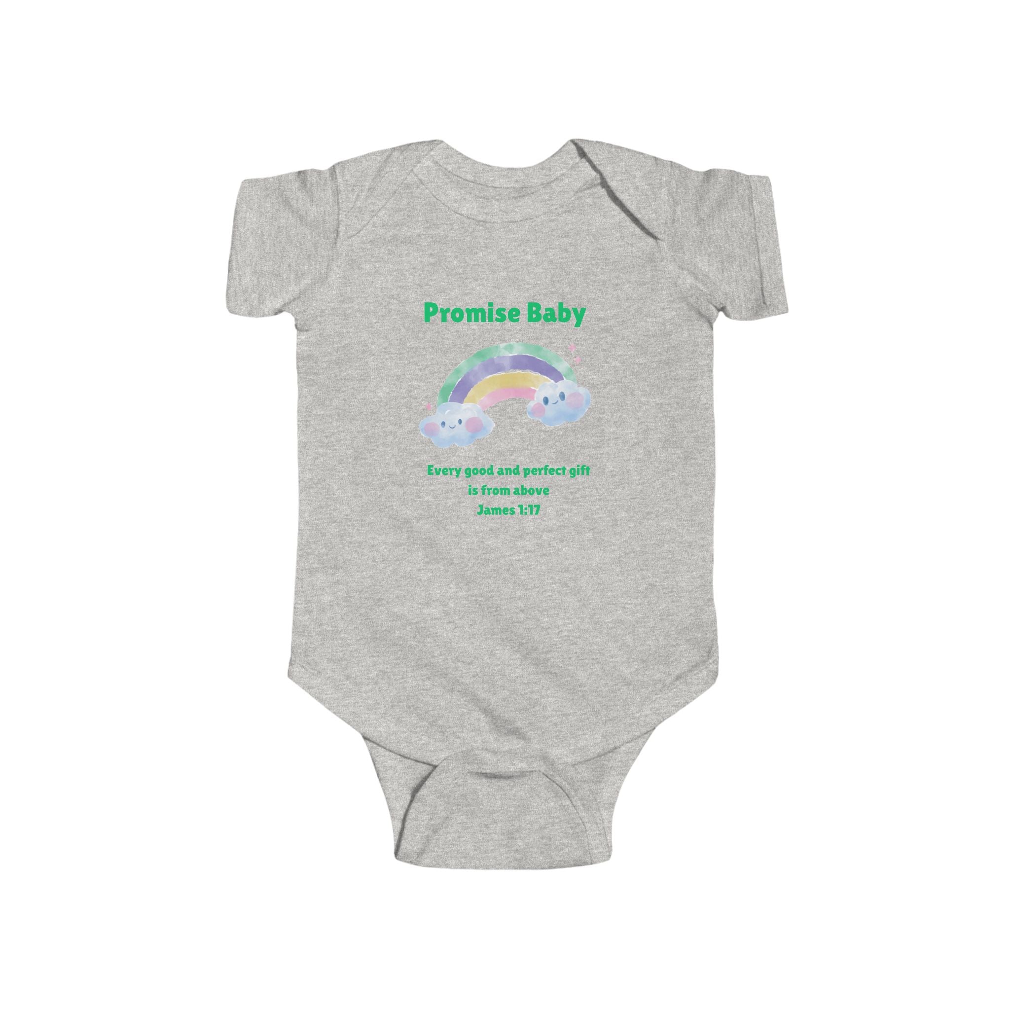 Promise Baby rainbow onesie Bodysuit | Scripture James 1:17 baby shower