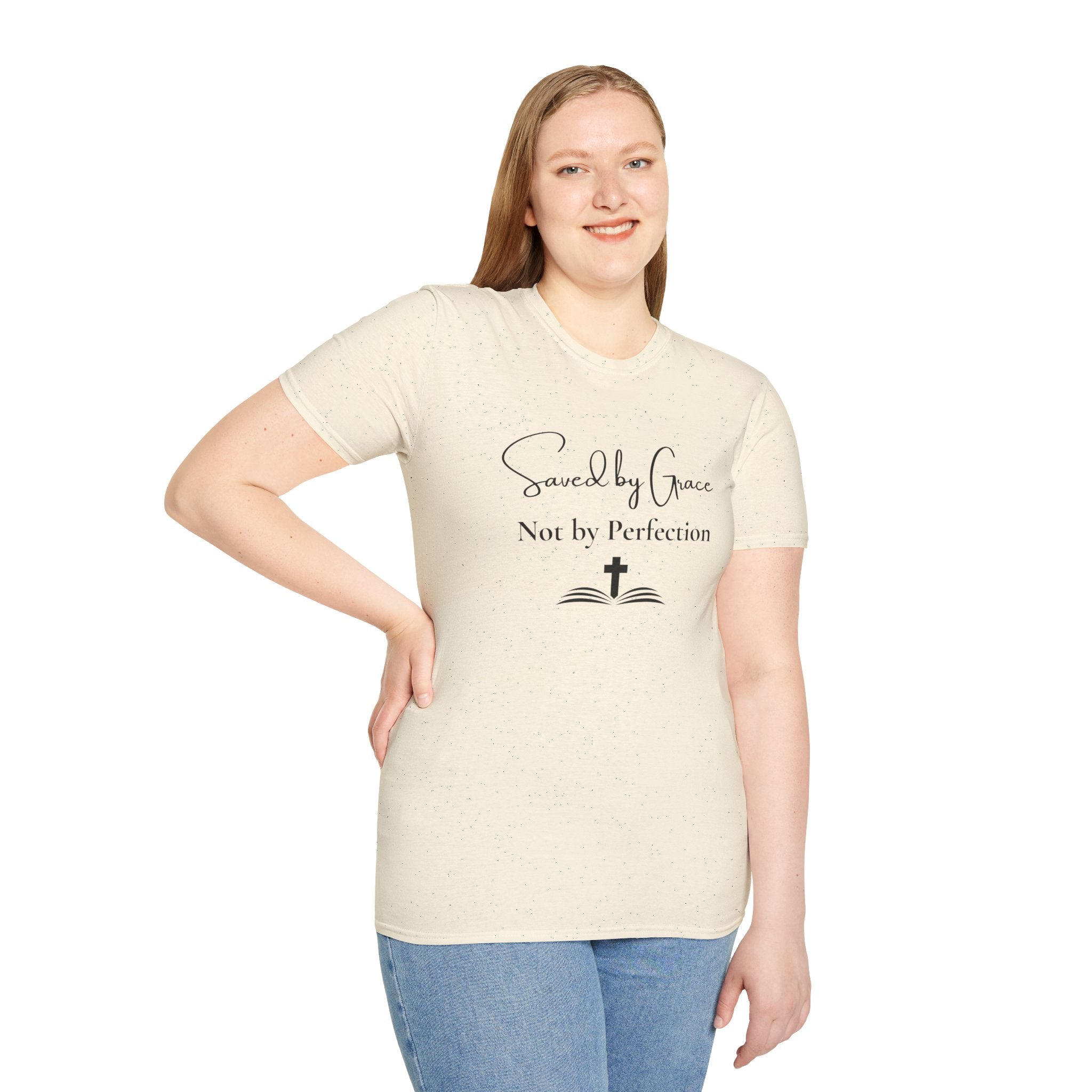 Saved by Grace Not by Perfection T-Shirt | Christian Scripture Cross Tee
