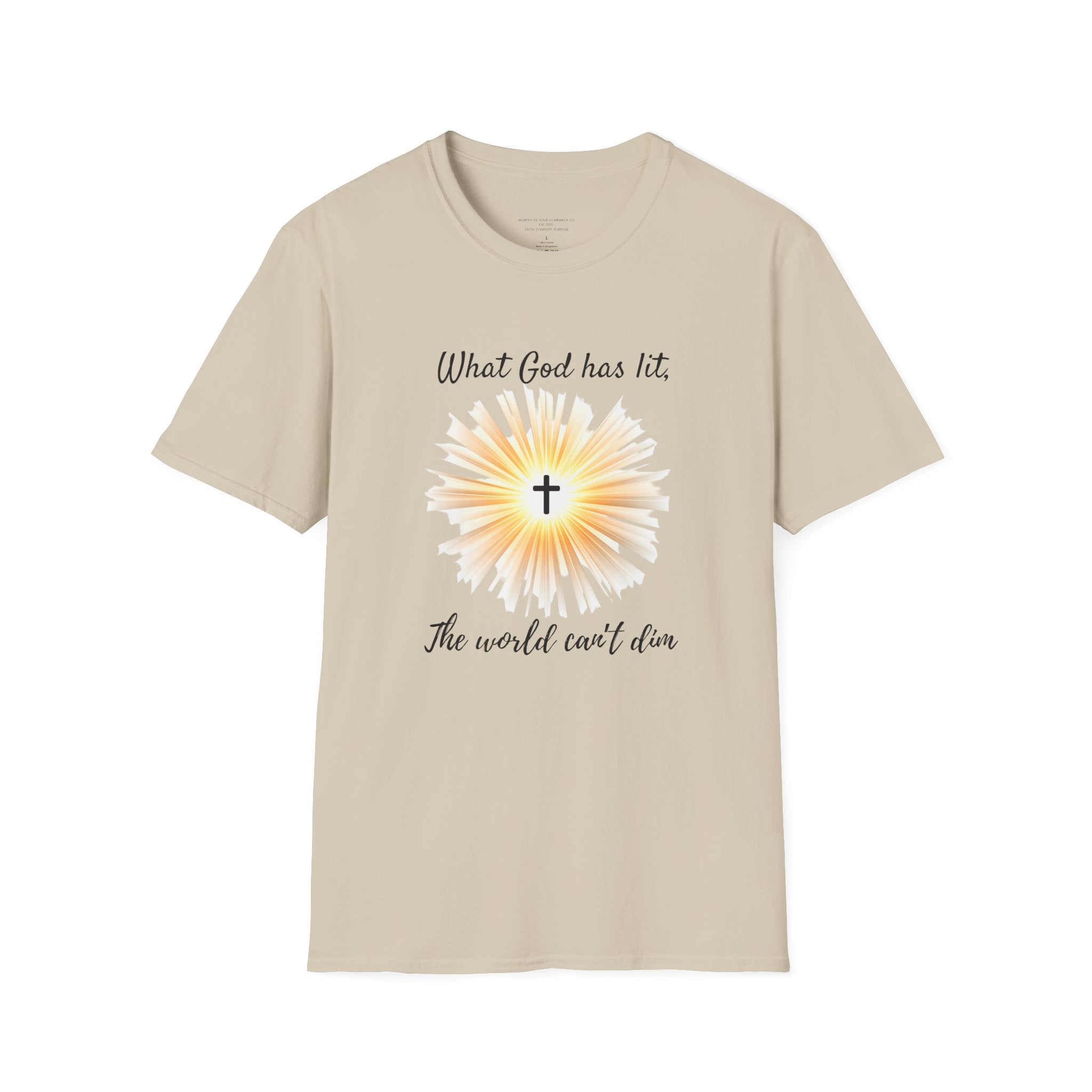 What God Has Lit Cross T-Shirt | Christian Faith Sunburst Tee