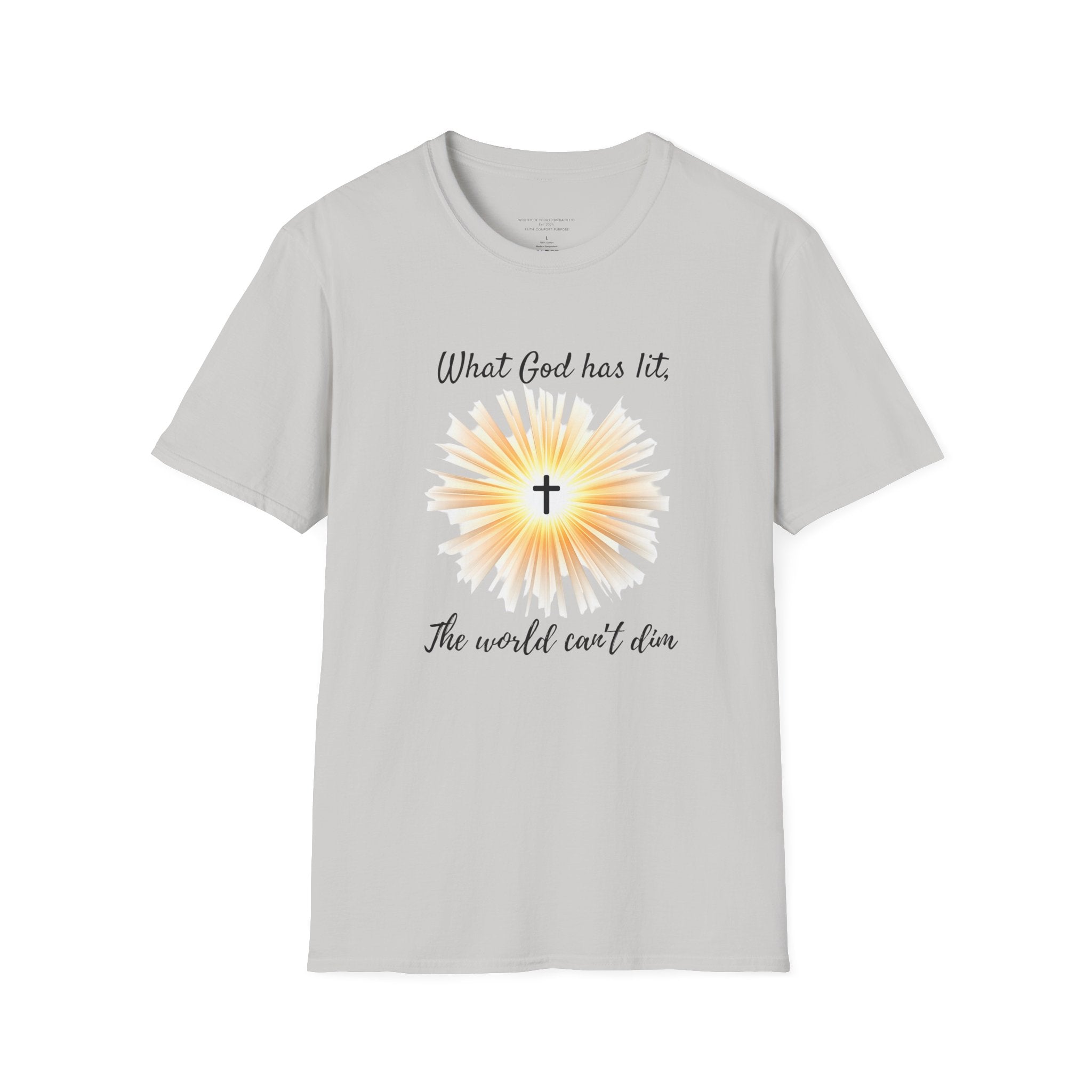 What God Has Lit Cross T-Shirt | Christian Faith Sunburst Tee