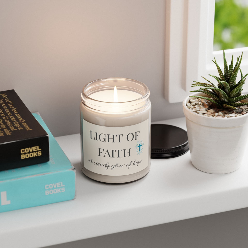 Light of Faith Cross Scented Soy Candle 9oz | Inspirational Christian Candle