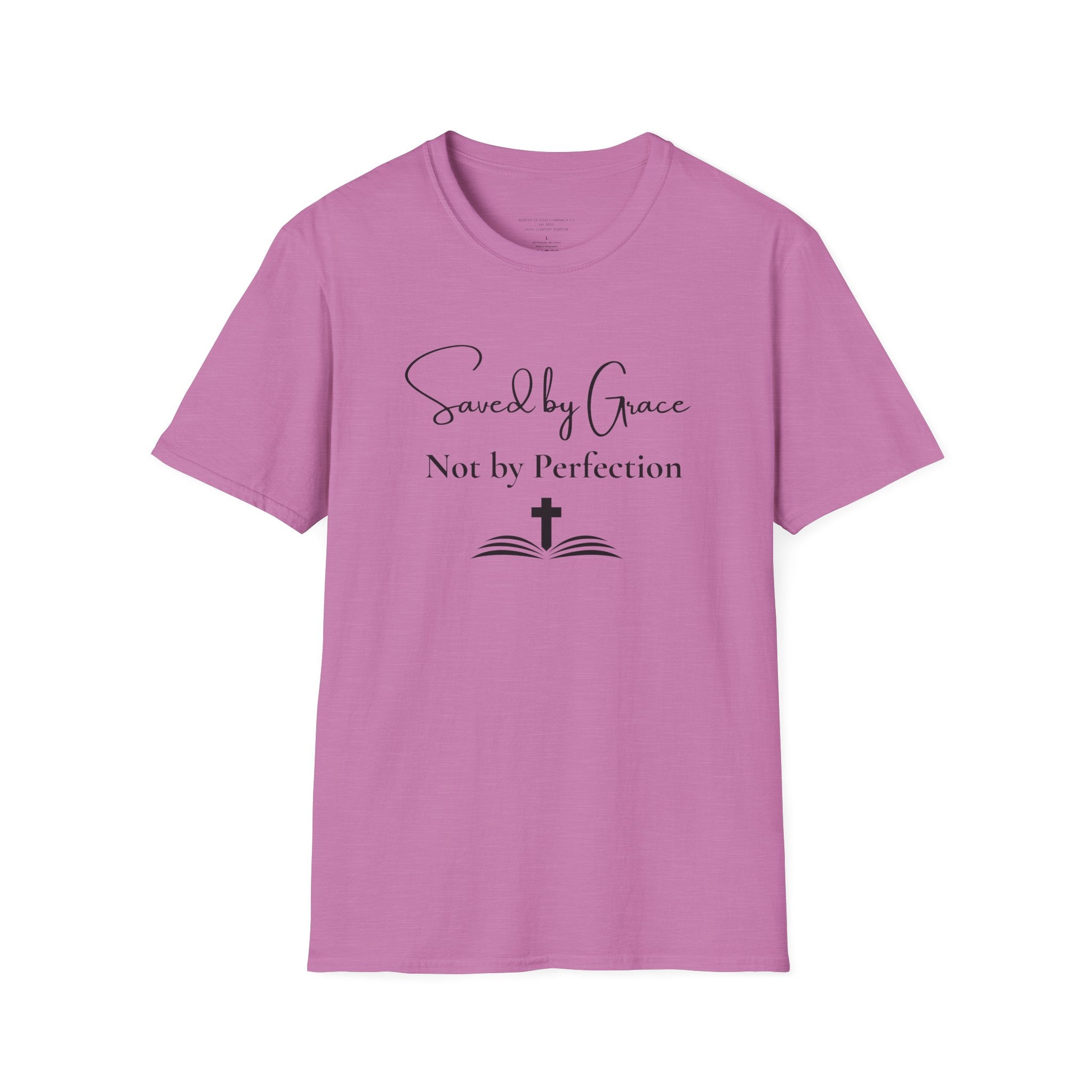 Saved by Grace Not by Perfection T-Shirt | Christian Scripture Cross Tee
