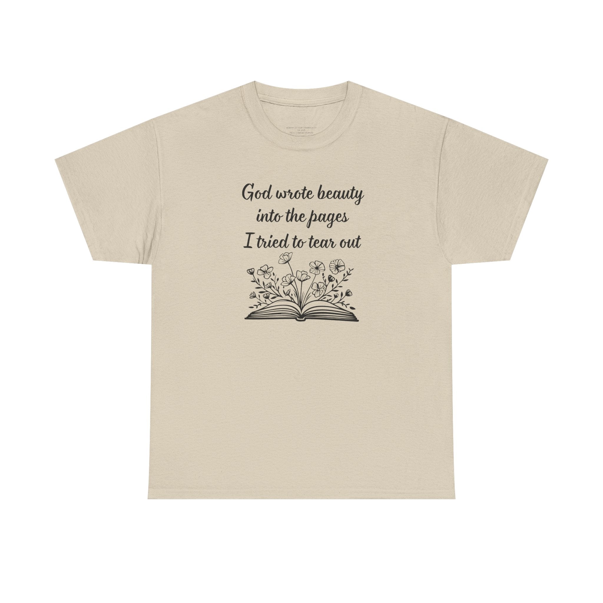 God wrote beauty into the pages book illustration T-Shirt | Inspirational scripture tee