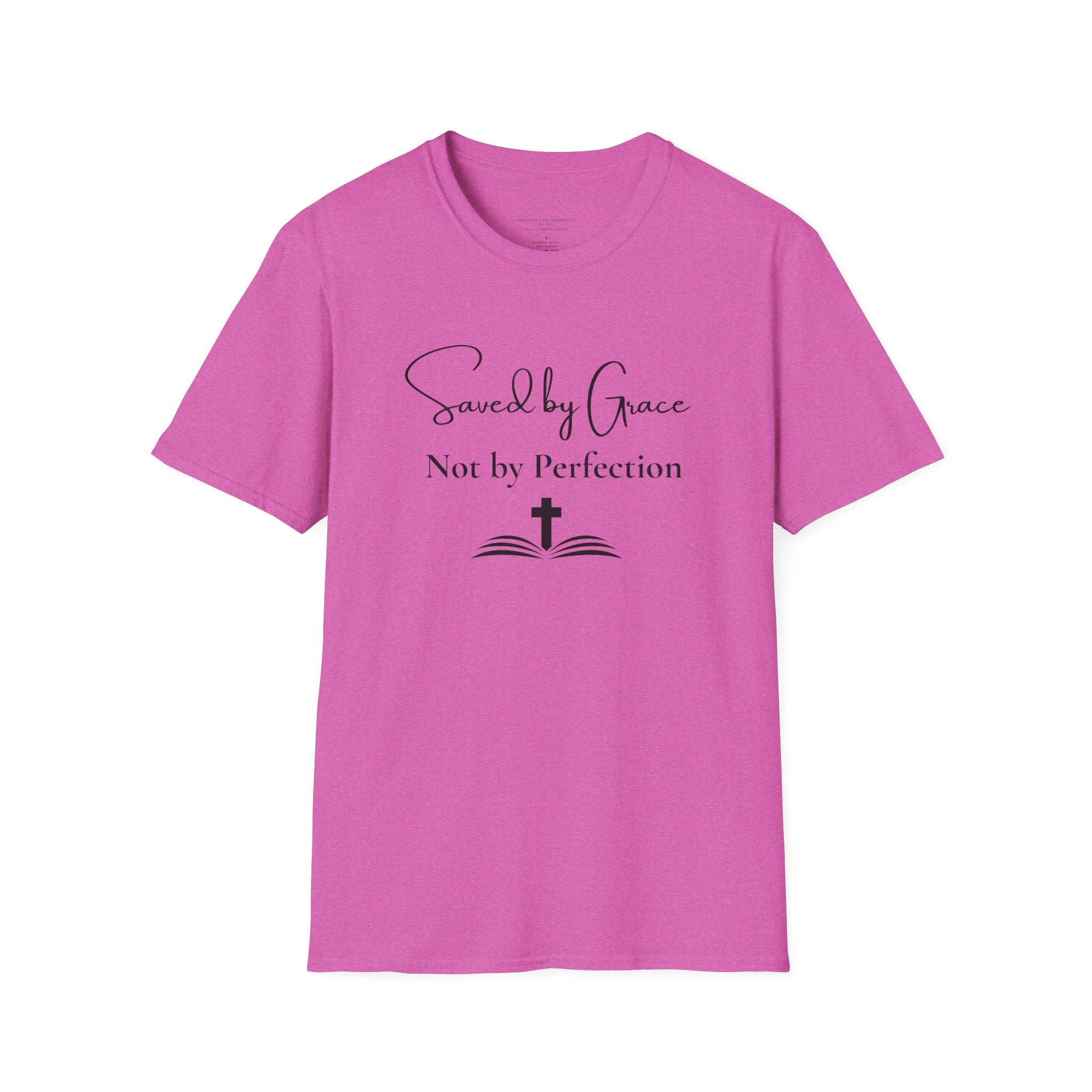 Saved by Grace Not by Perfection T-Shirt | Christian Scripture Cross Tee