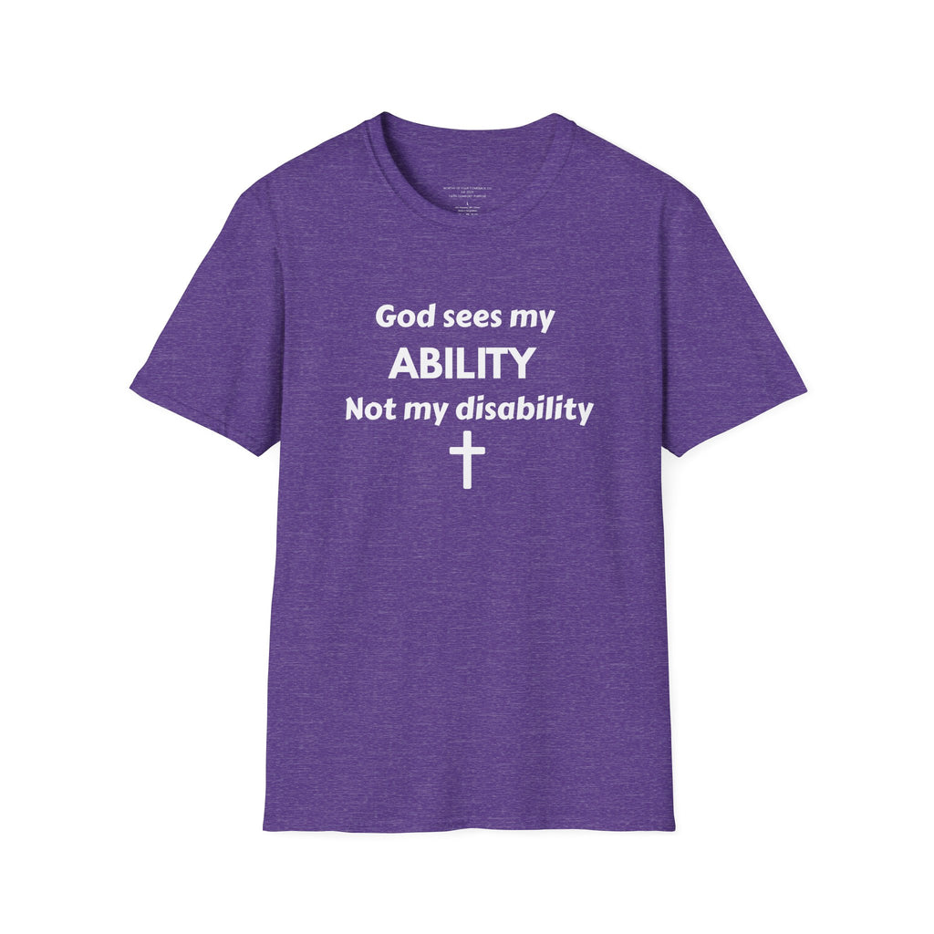 God Sees My ABILITY Not My Disability T-Shirt | Christian Faith Cross Tee
