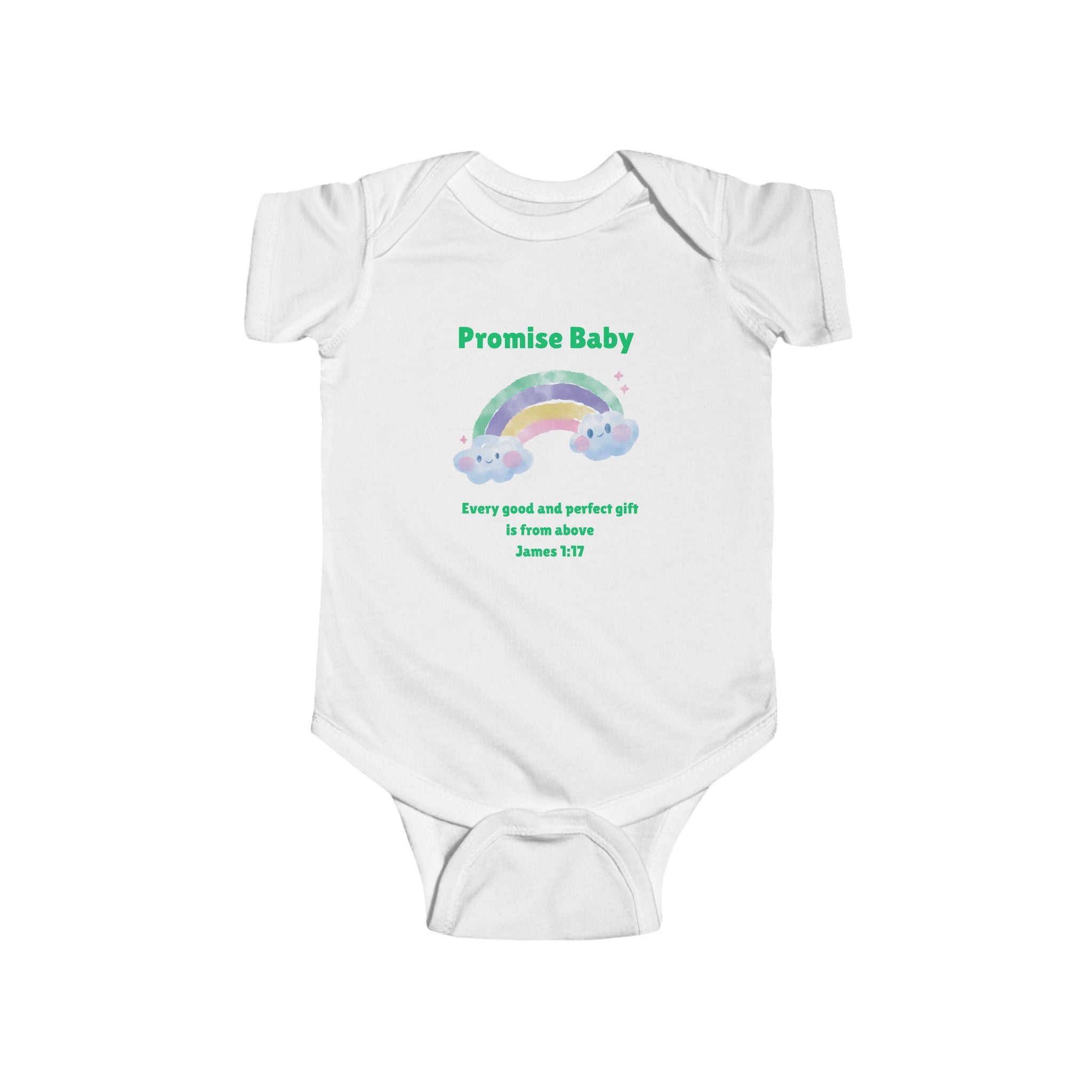 Promise Baby rainbow onesie Bodysuit | Scripture James 1:17 baby shower