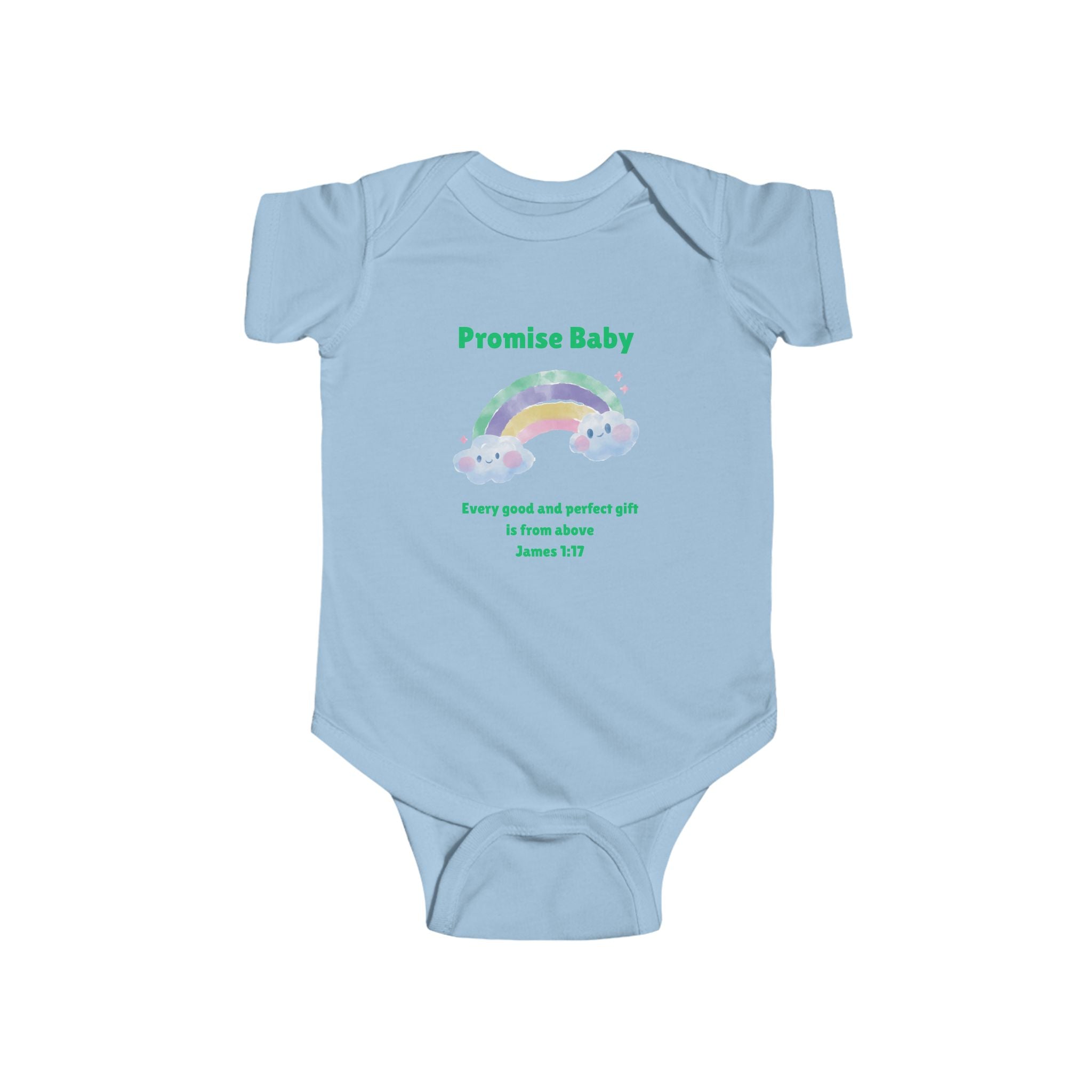 Promise Baby rainbow onesie Bodysuit | Scripture James 1:17 baby shower