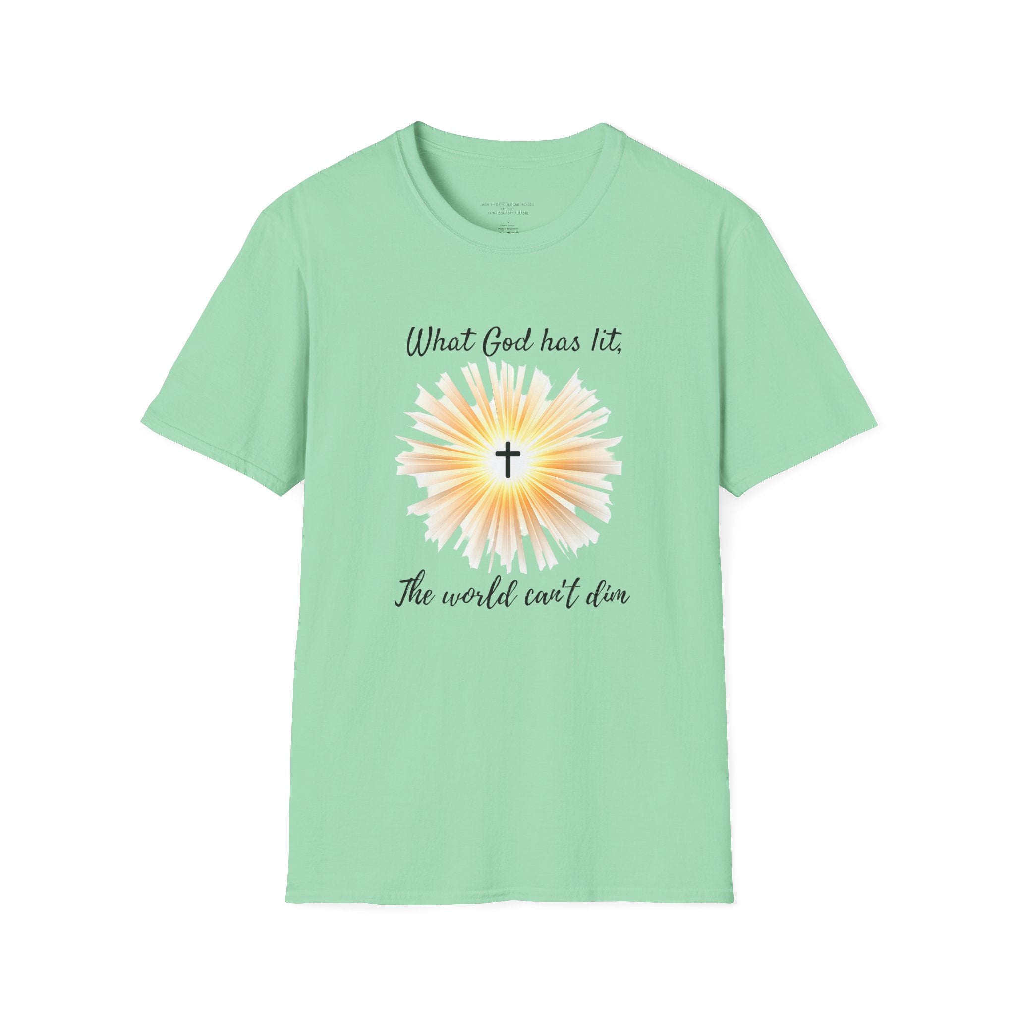What God Has Lit Cross T-Shirt | Christian Faith Sunburst Tee
