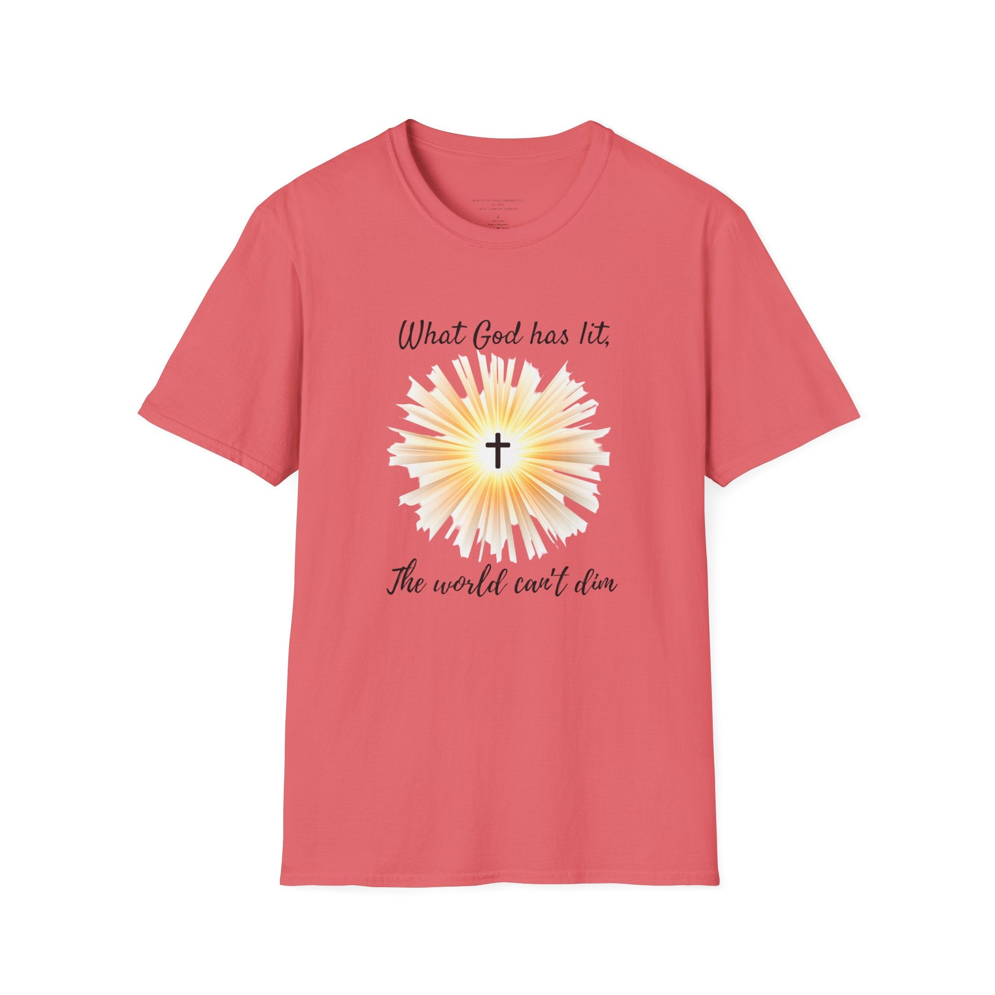 What God Has Lit Cross T-Shirt | Christian Faith Sunburst Tee