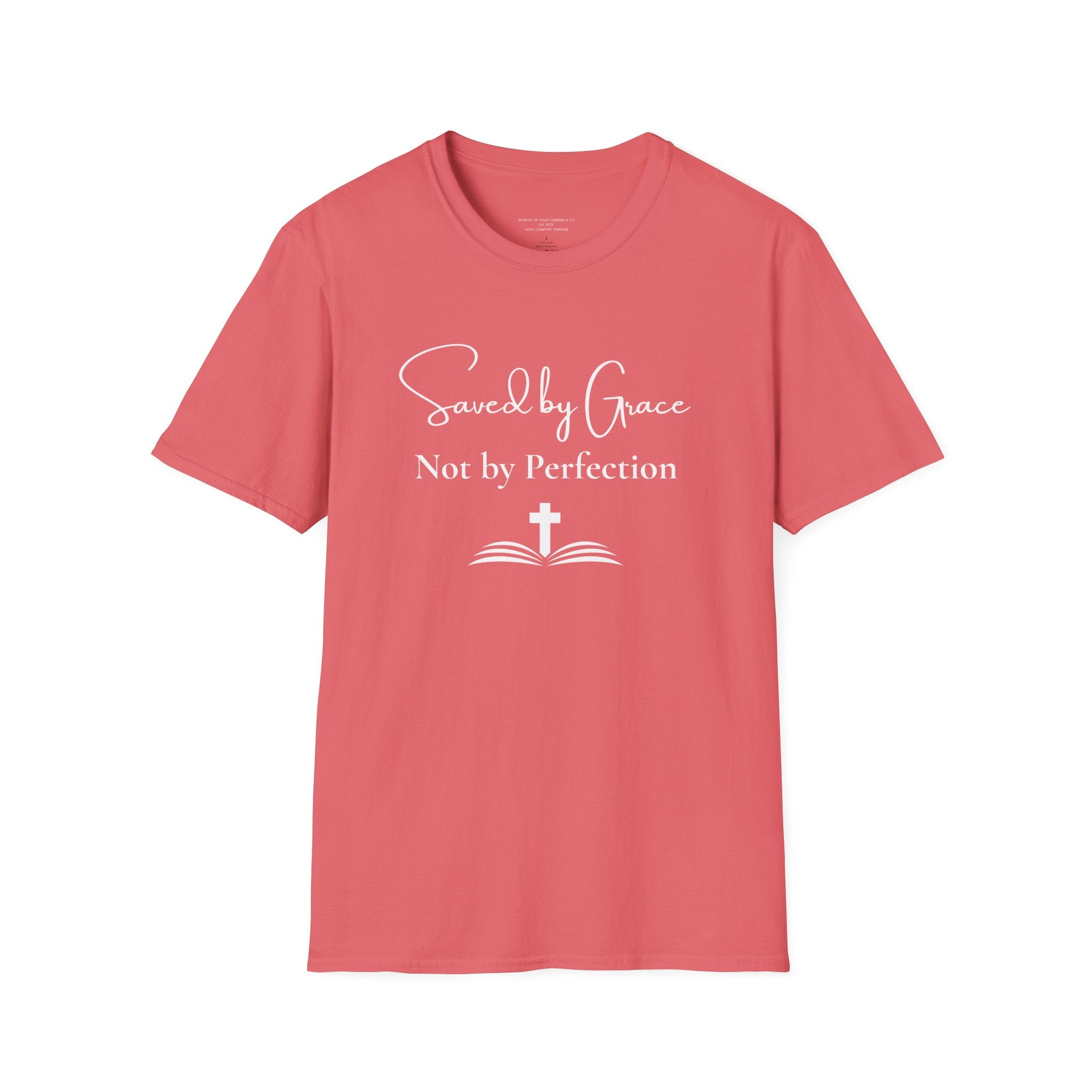 Saved by Grace Not by Perfection T-Shirt | Christian Faith Cross Tee
