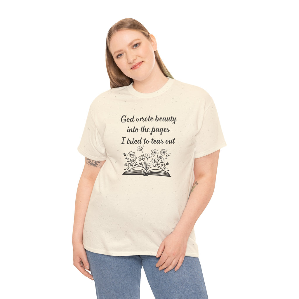 God wrote beauty into the pages book illustration T-Shirt | Inspirational scripture tee