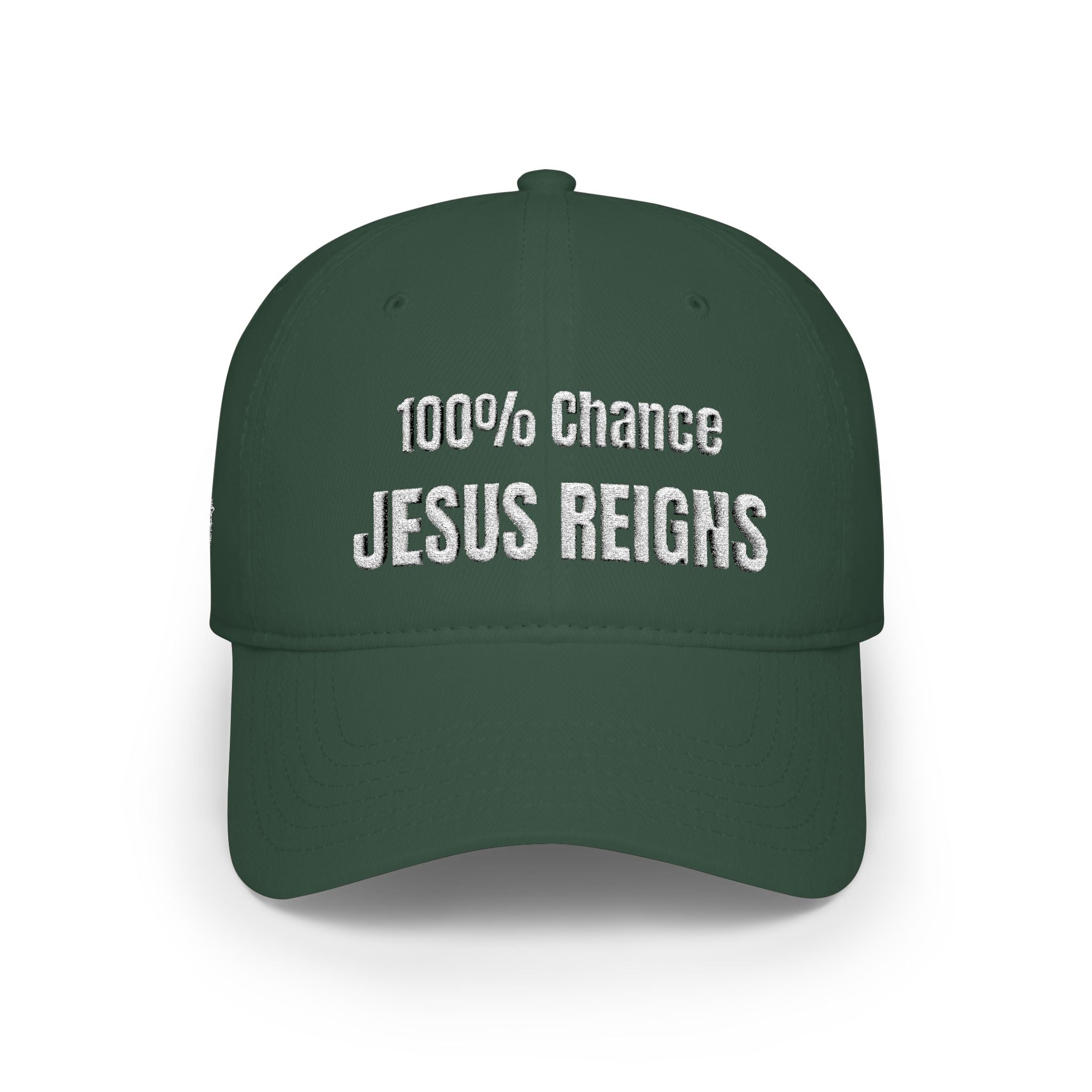 100% Chance Jesus Reigns Baseball Cap | Christian Faith Hat, Religious Embroidered