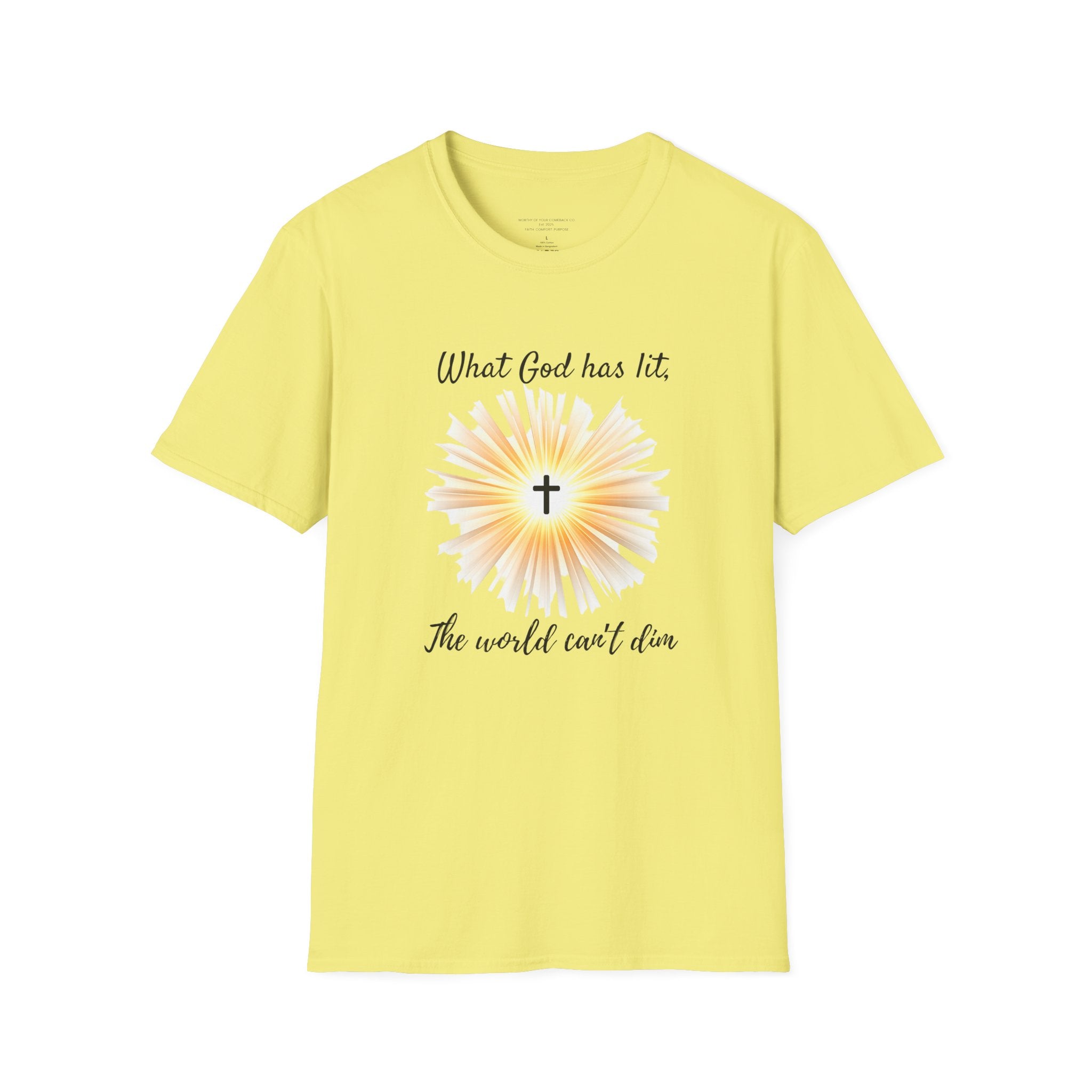 What God Has Lit Cross T-Shirt | Christian Faith Sunburst Tee