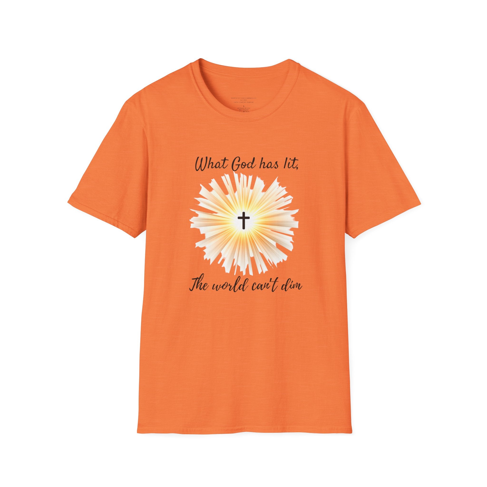 What God Has Lit Cross T-Shirt | Christian Faith Sunburst Tee