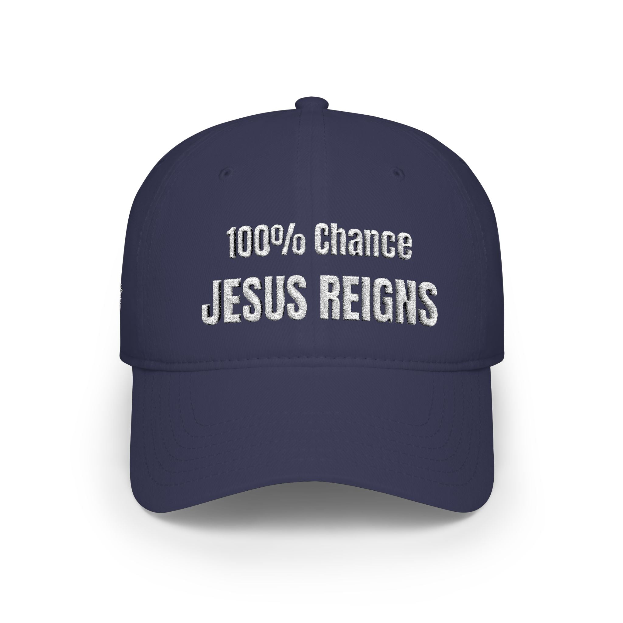 100% Chance Jesus Reigns Baseball Cap | Christian Faith Hat, Religious Embroidered