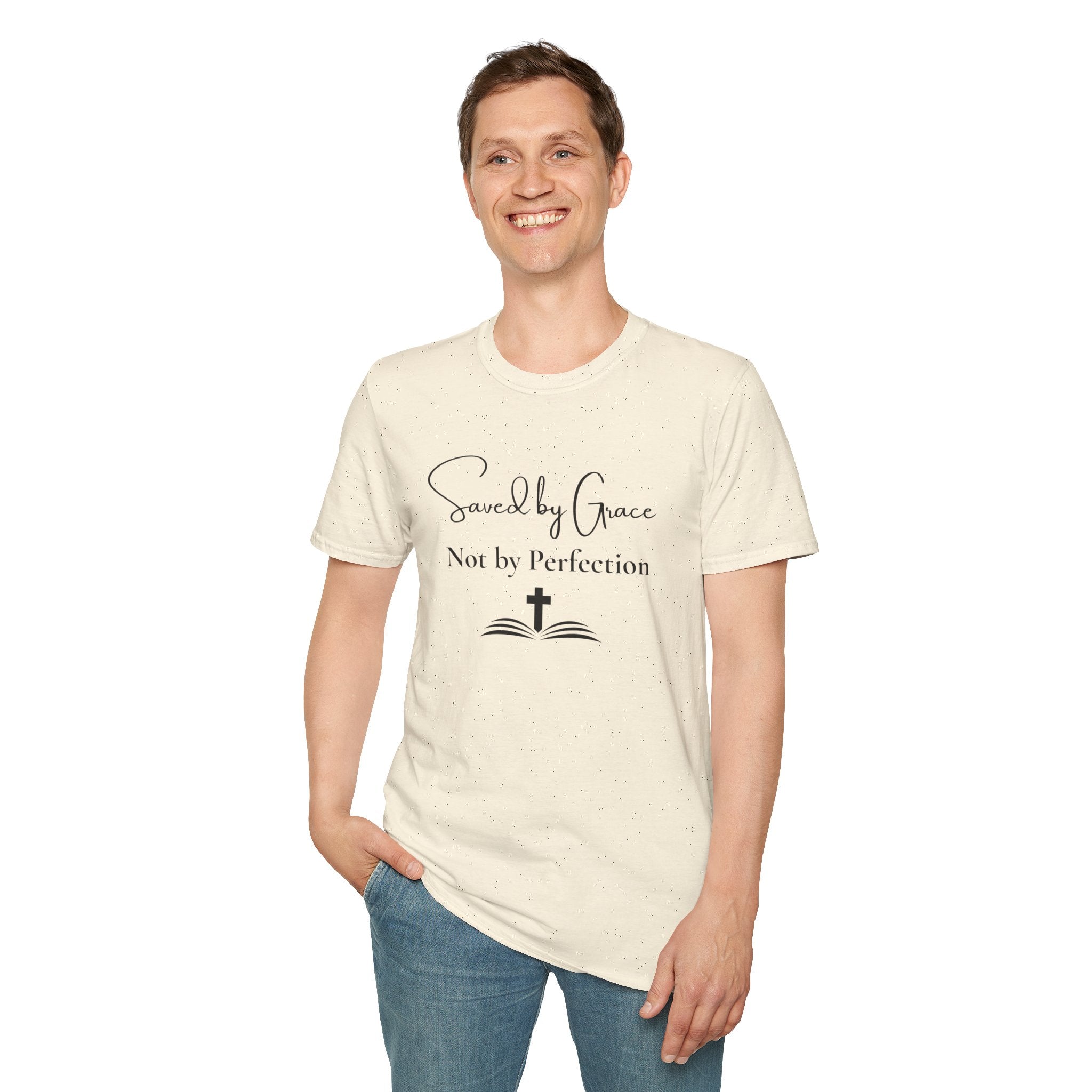 Saved by Grace Not by Perfection T-Shirt | Christian Scripture Cross Tee