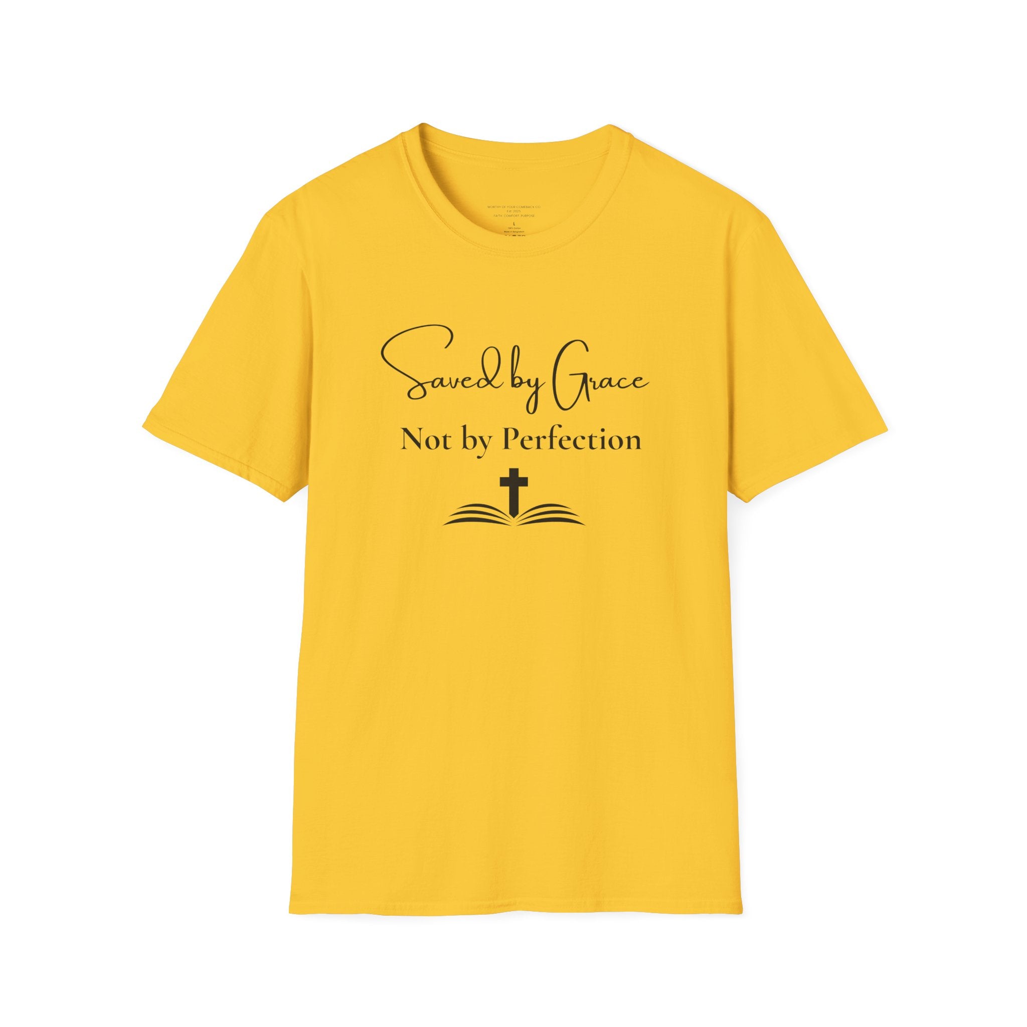 Saved by Grace Not by Perfection T-Shirt | Christian Scripture Cross Tee