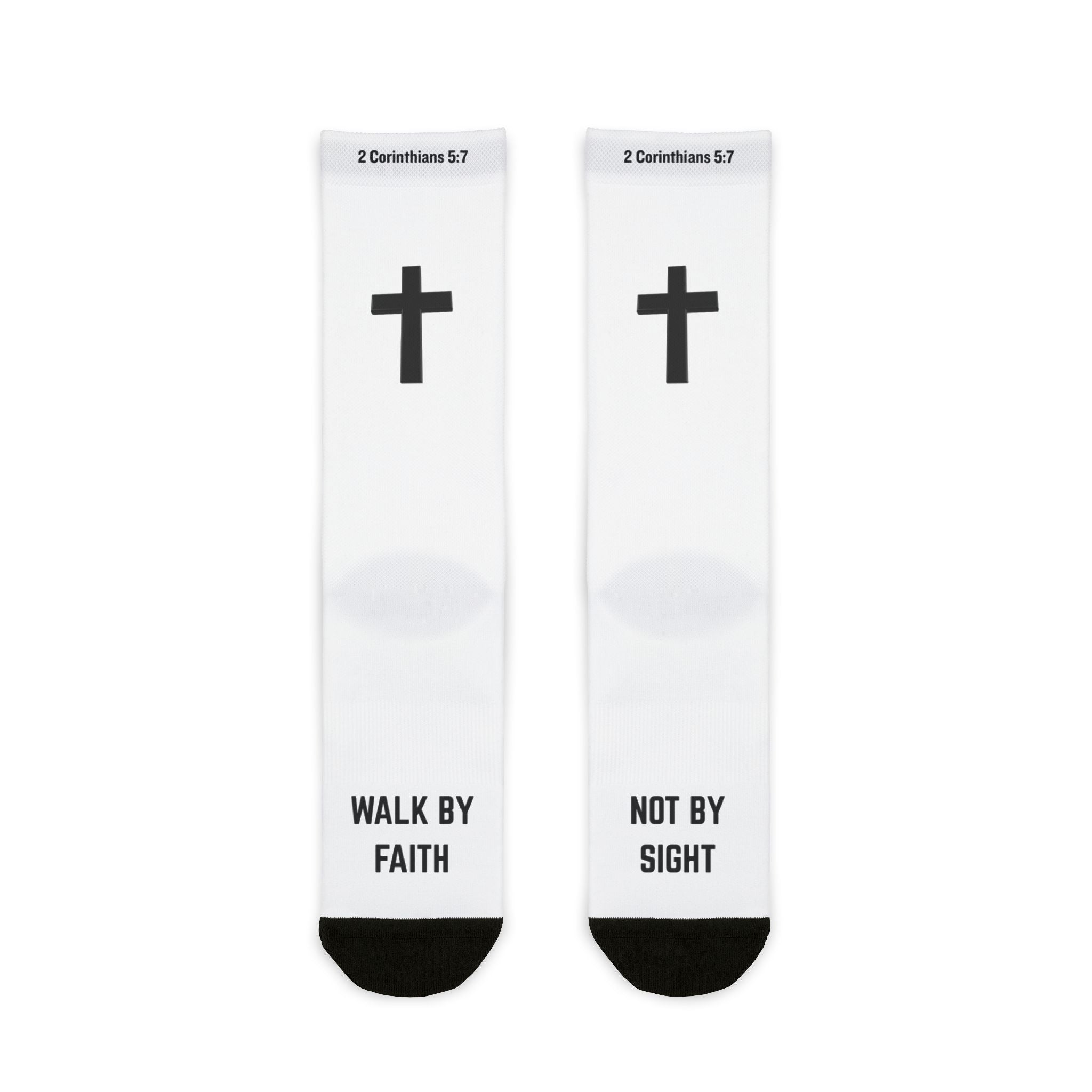 Cross with 'Walk by Faith Not by Sight' Crew Socks | Christian Faith Socks