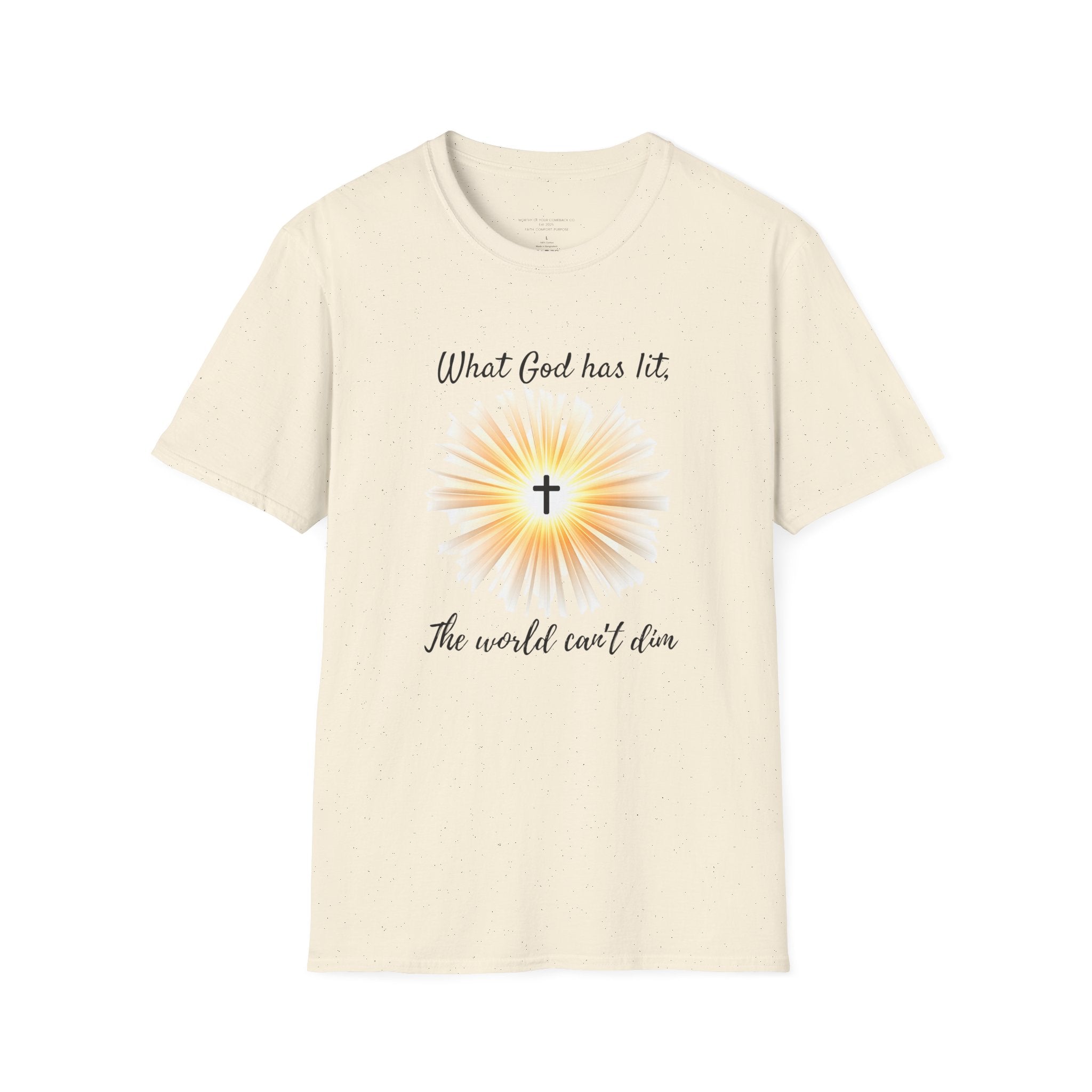 What God Has Lit Cross T-Shirt | Christian Faith Sunburst Tee