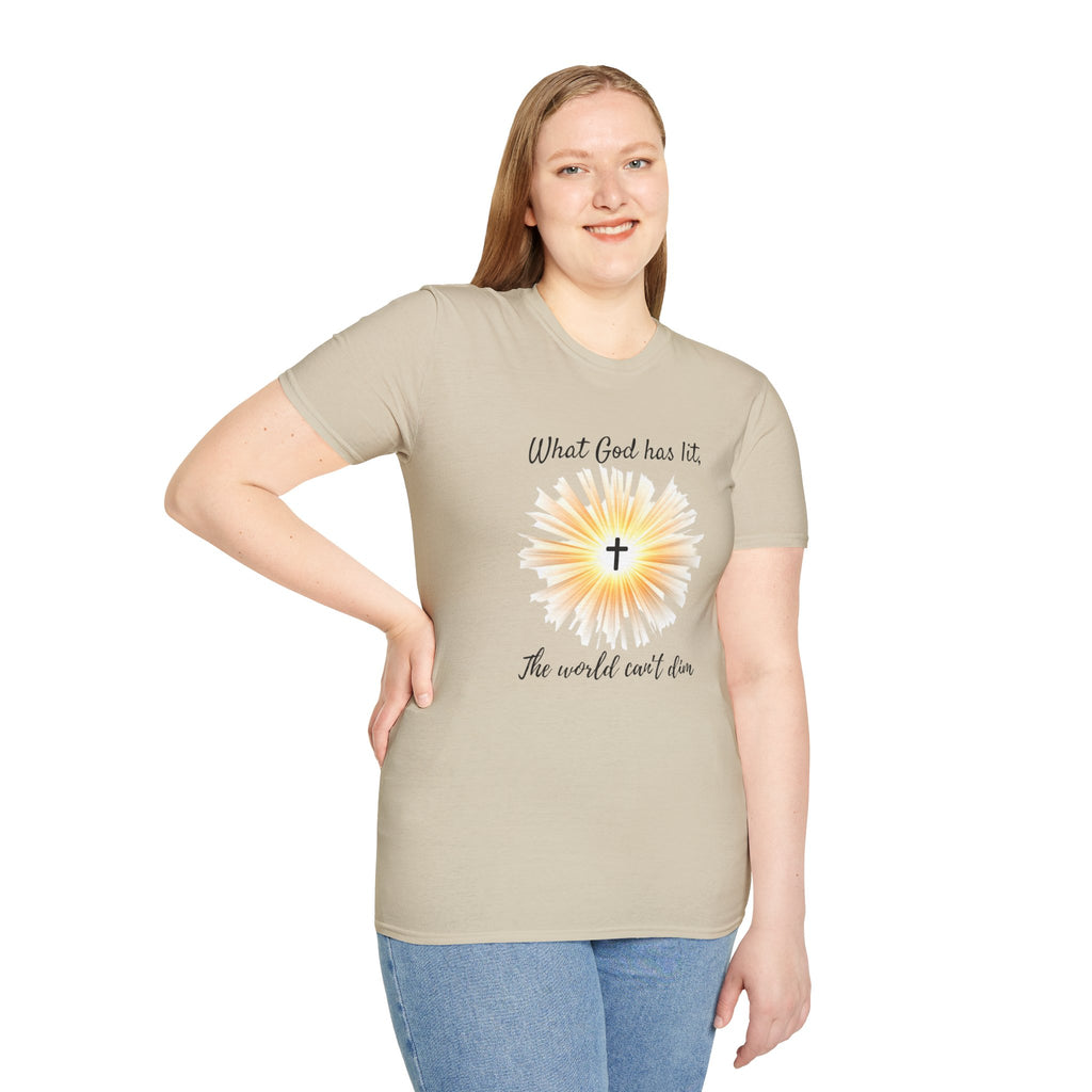 What God Has Lit Cross T-Shirt | Christian Faith Sunburst Tee