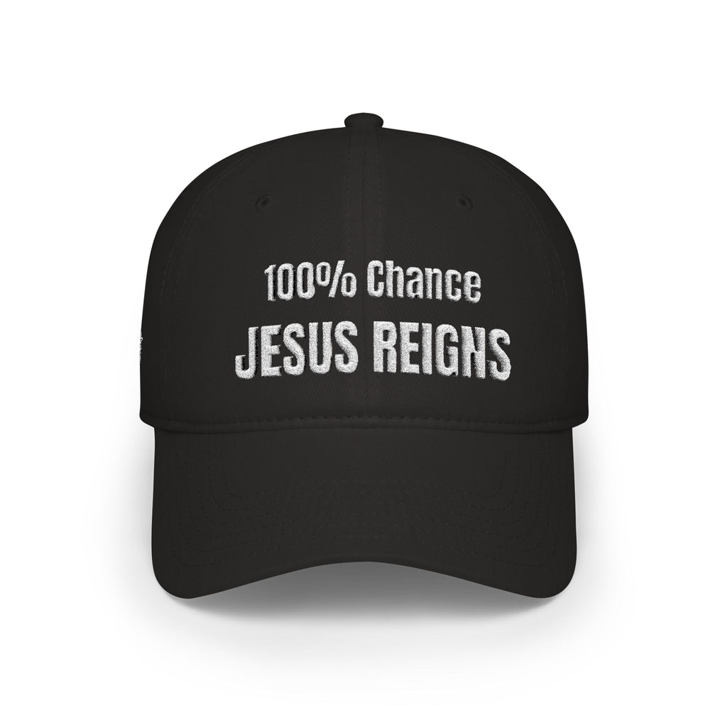 100% Chance Jesus Reigns Baseball Cap | Christian Faith Hat, Religious Embroidered