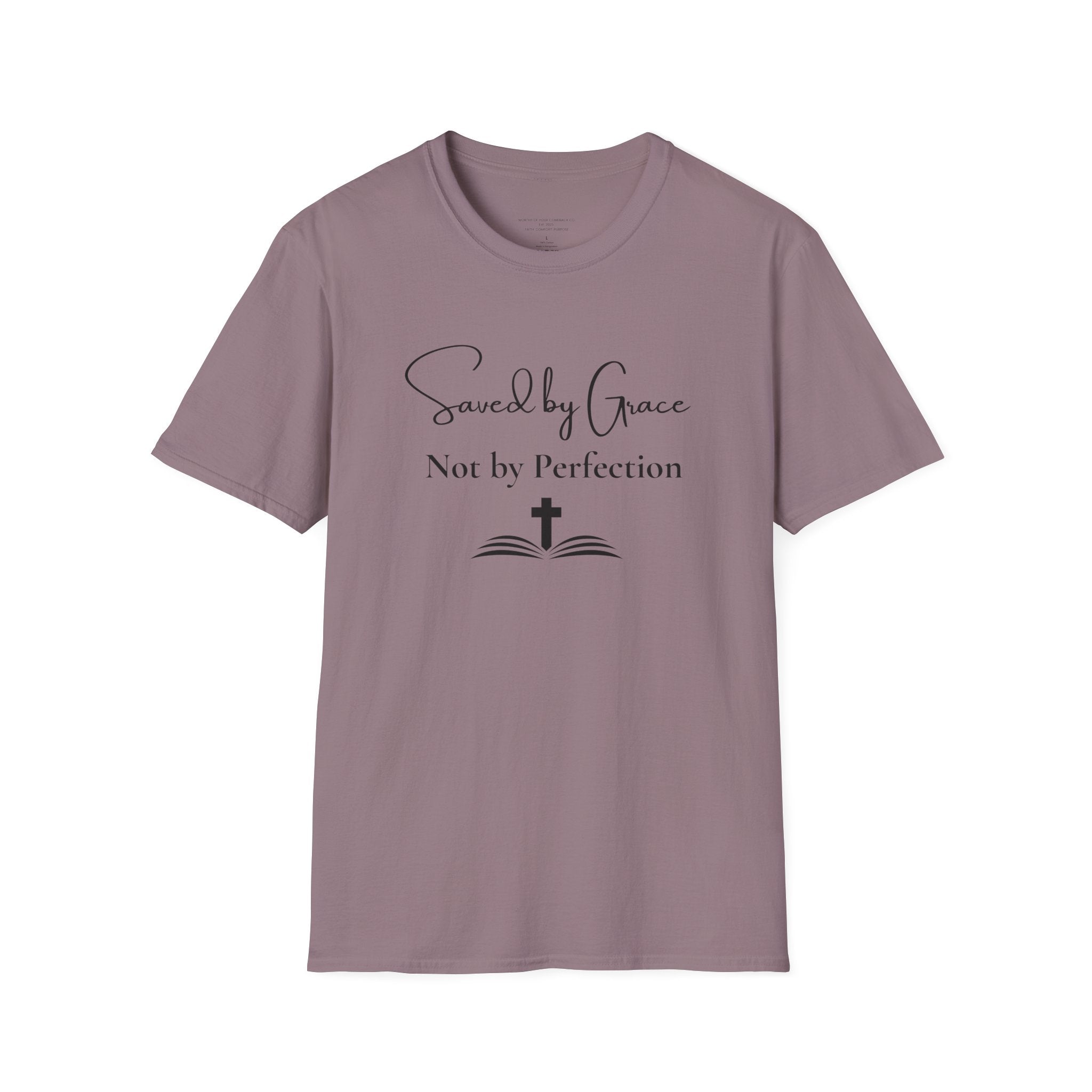 Saved by Grace Not by Perfection T-Shirt | Christian Scripture Cross Tee