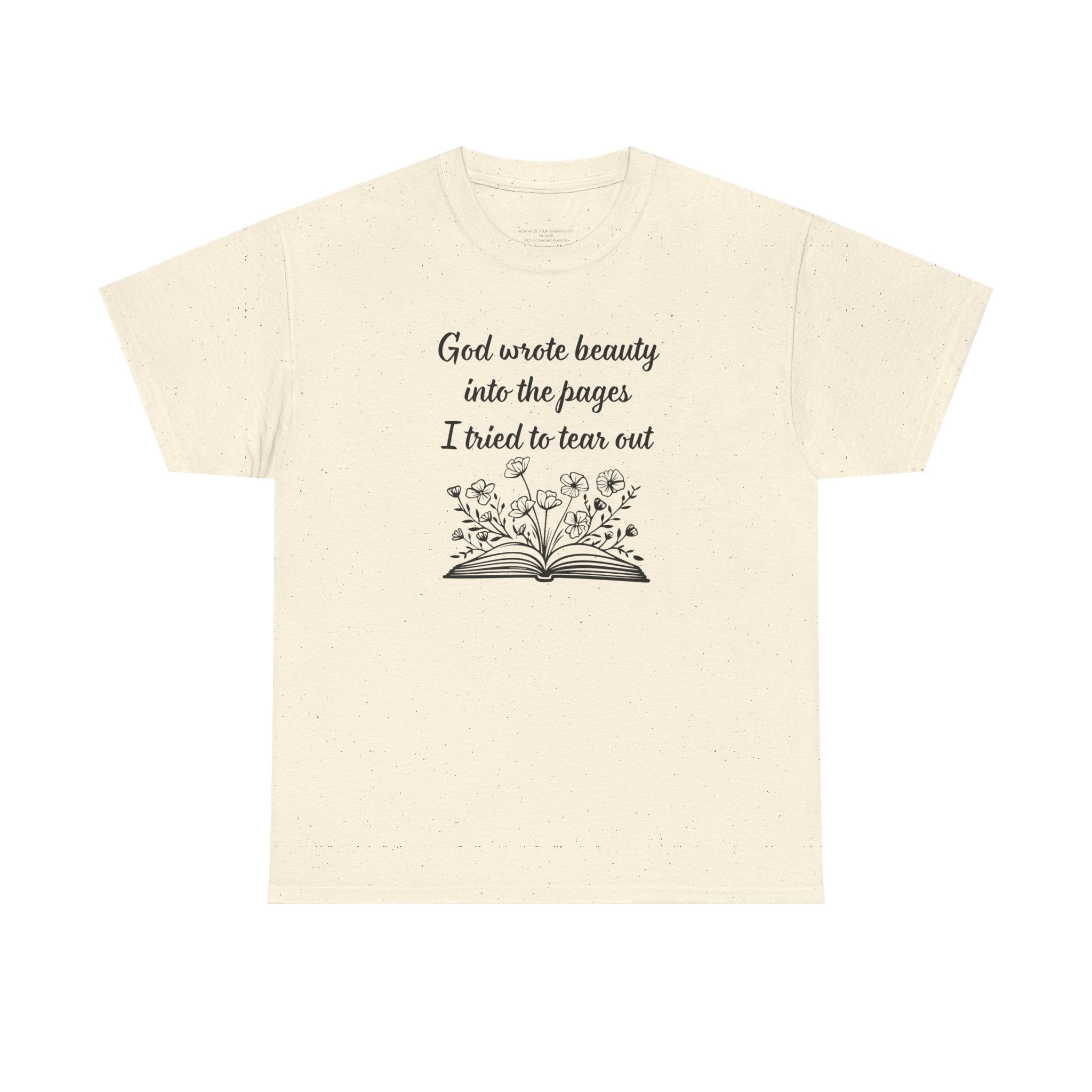 God wrote beauty into the pages book illustration T-Shirt | Inspirational scripture tee