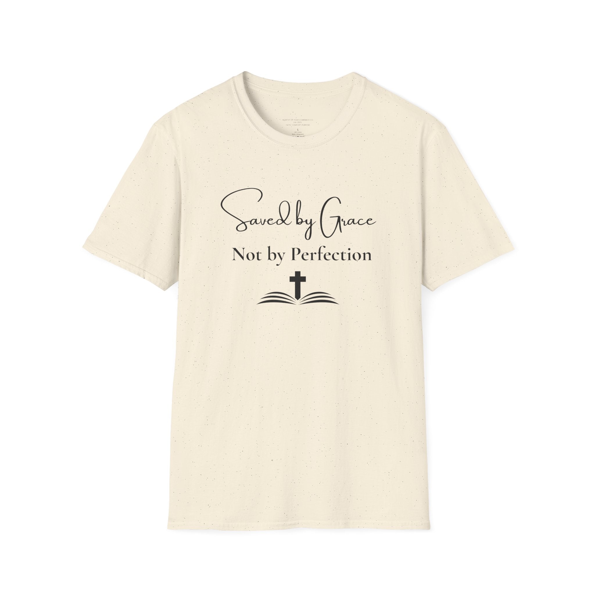 Saved by Grace Not by Perfection T-Shirt | Christian Scripture Cross Tee
