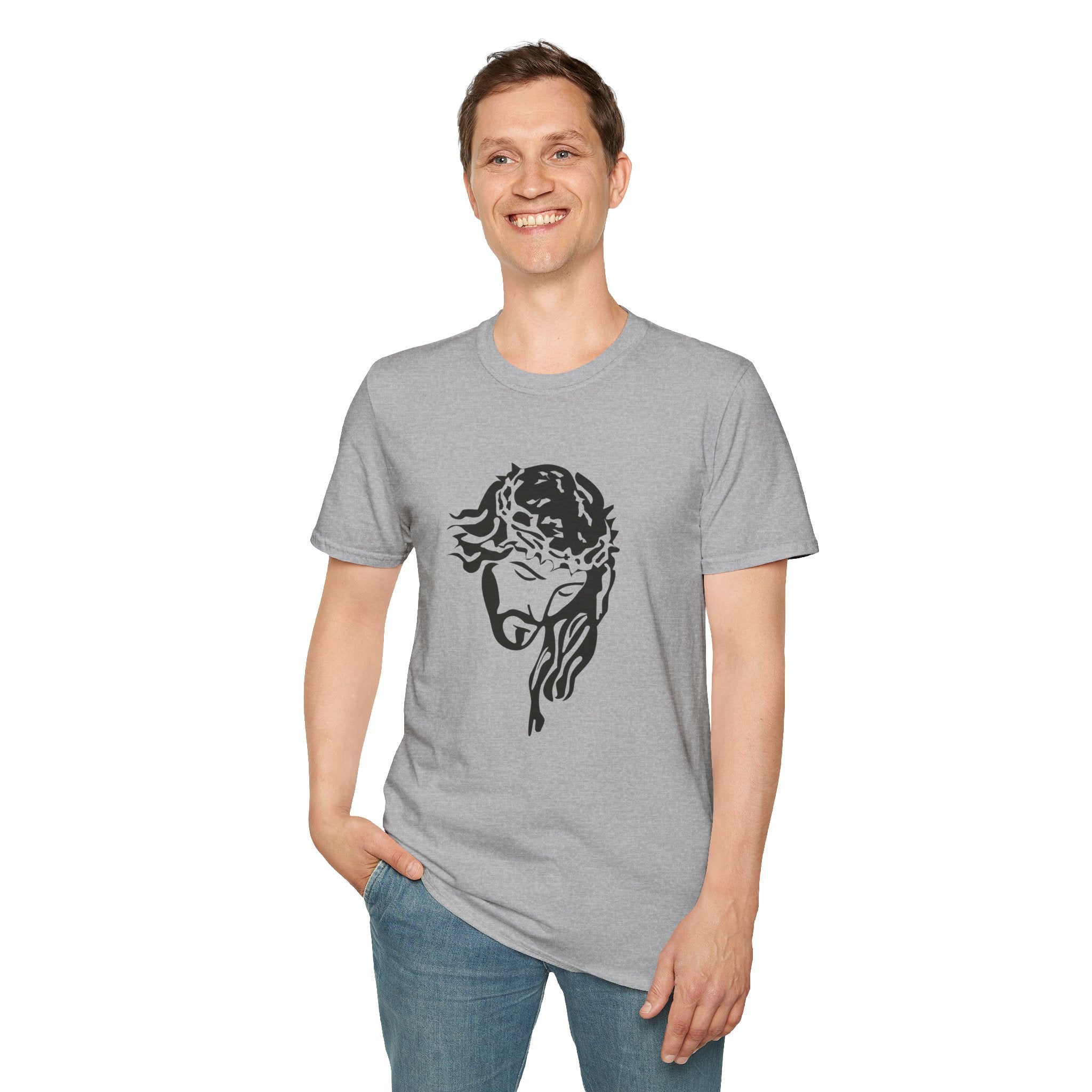 Jesus with Crown of Thorns T-Shirt | Because of His Stripes religious tee