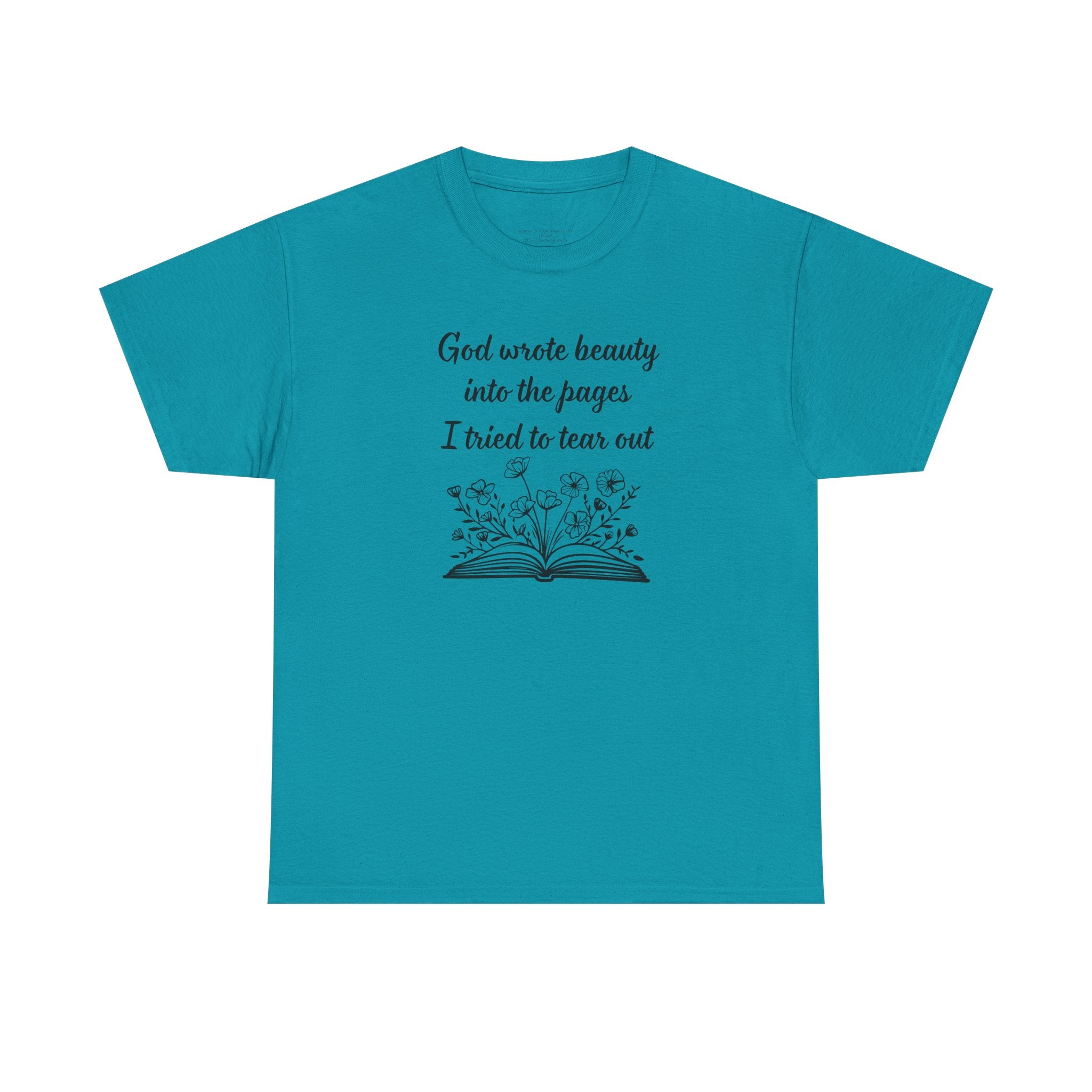 God wrote beauty into the pages book illustration T-Shirt | Inspirational scripture tee