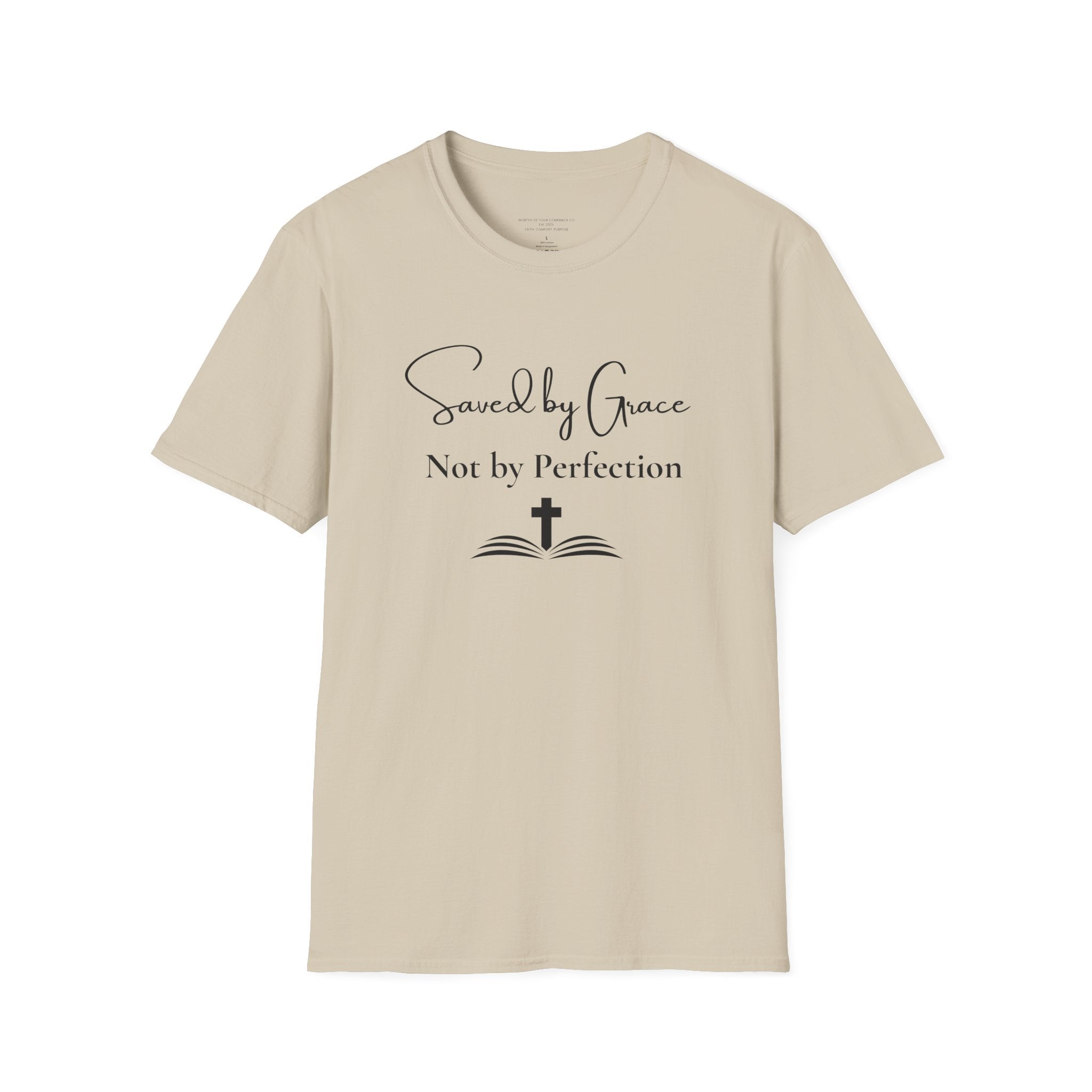 Saved by Grace Not by Perfection T-Shirt | Christian Scripture Cross Tee