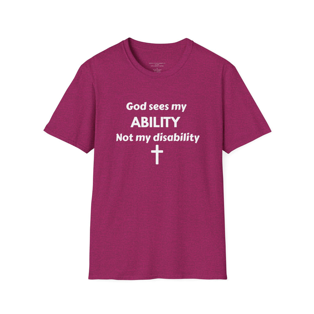 God Sees My ABILITY Not My Disability T-Shirt | Christian Faith Cross Tee