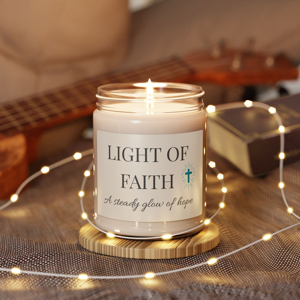 Light of Faith Cross Scented Soy Candle 9oz | Inspirational Christian Candle