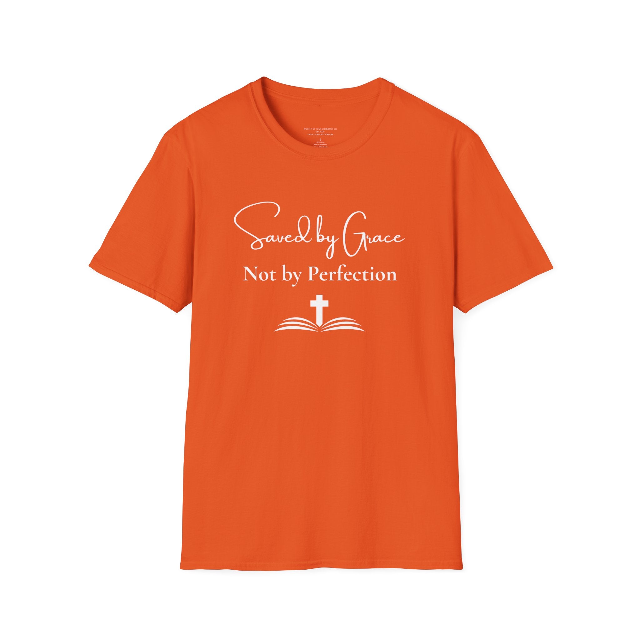 Saved by Grace Not by Perfection T-Shirt | Christian Faith Cross Tee