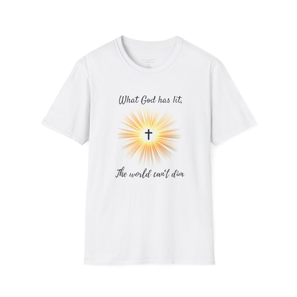 What God Has Lit Cross T-Shirt | Christian Faith Sunburst Tee
