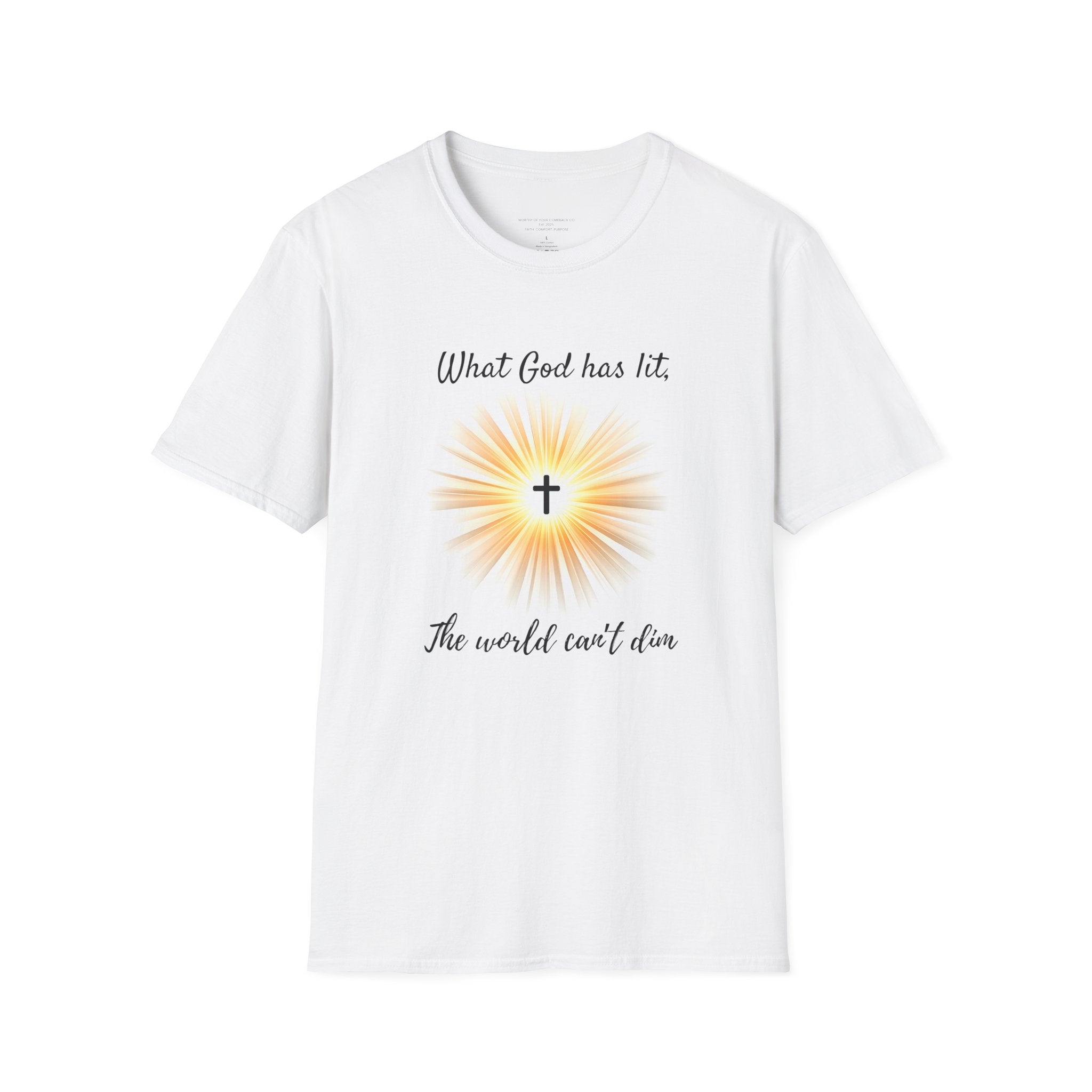 What God Has Lit Cross T-Shirt | Christian Faith Sunburst Tee