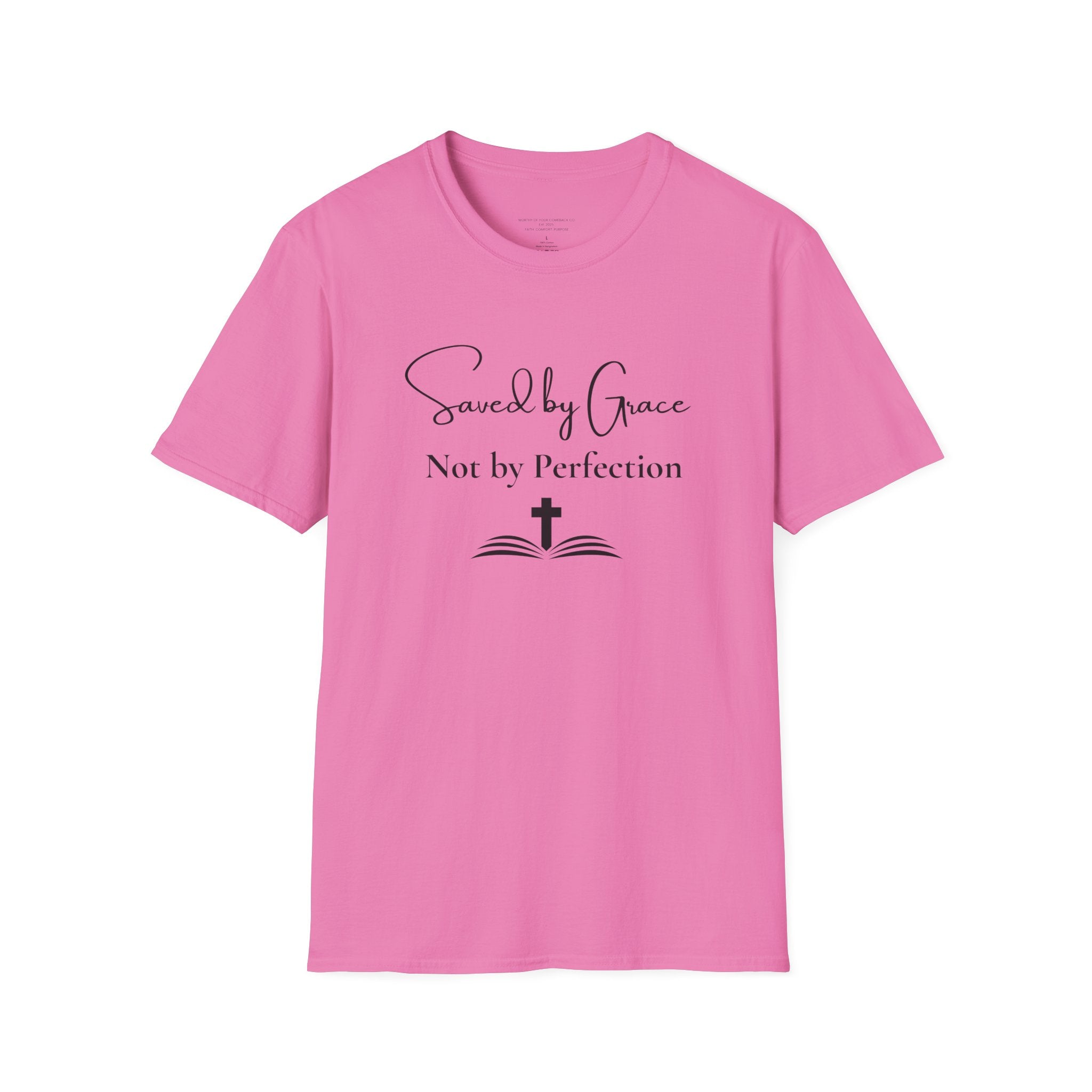 Saved by Grace Not by Perfection T-Shirt | Christian Scripture Cross Tee