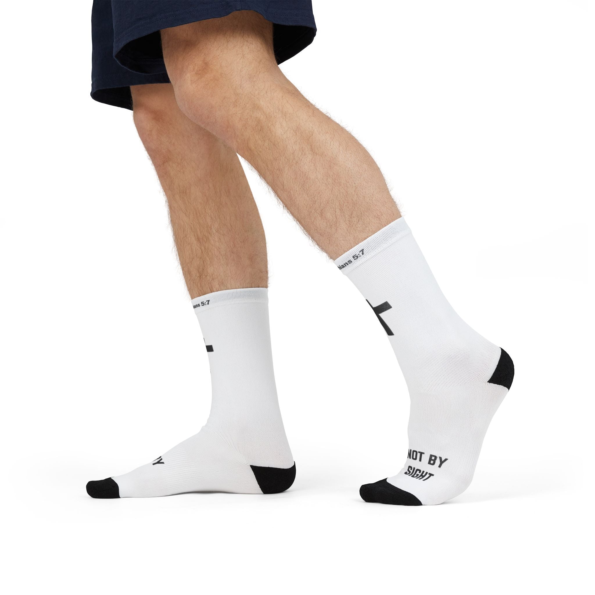 Cross with 'Walk by Faith Not by Sight' Crew Socks | Christian Faith Socks