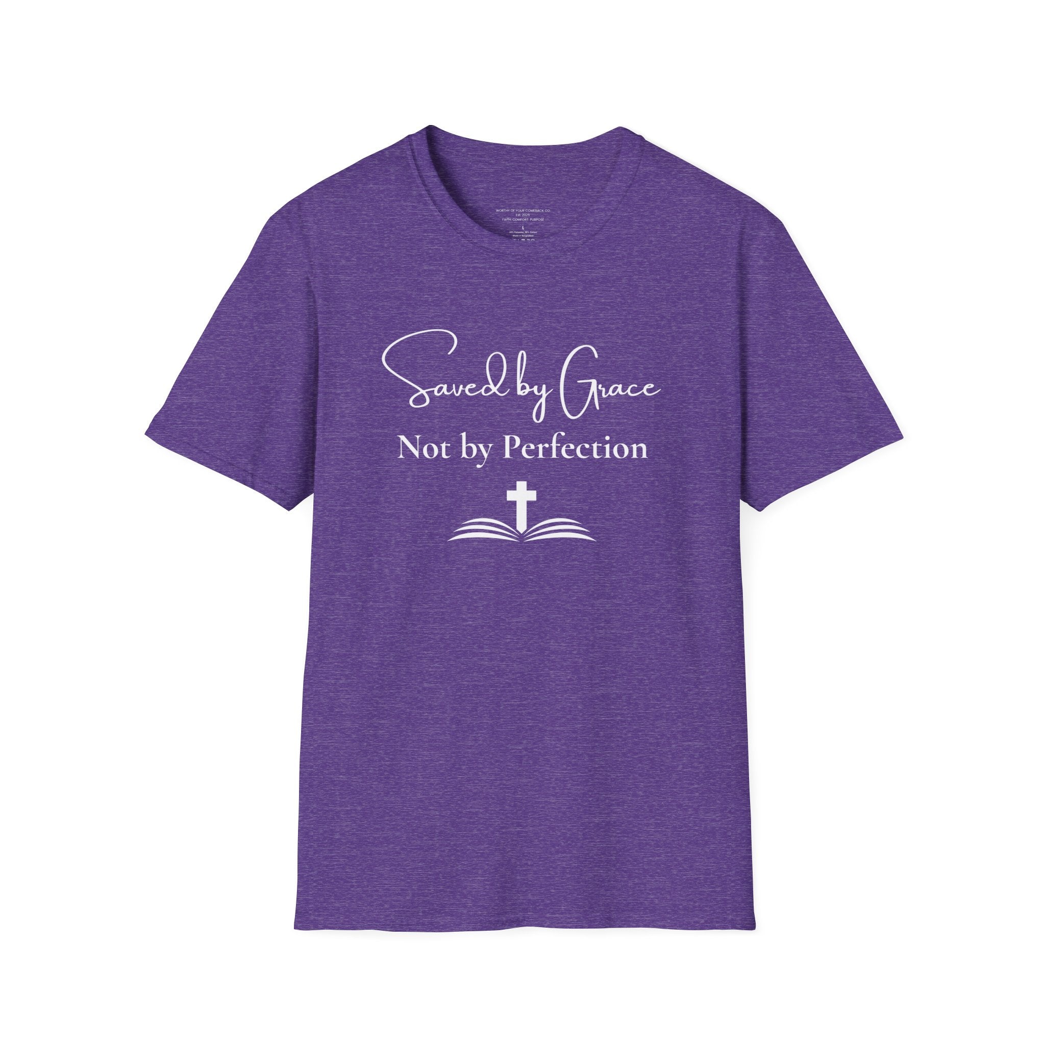 Saved by Grace Not by Perfection T-Shirt | Christian Faith Cross Tee